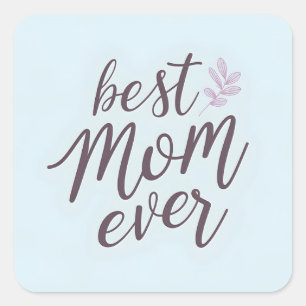 Beste Mama je - Kalligraphie auf Sky Blue Quadratischer Aufkleber