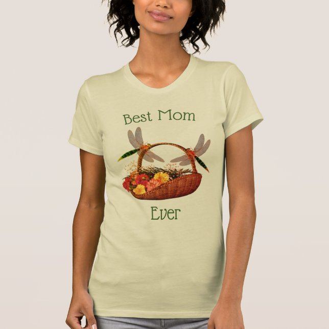 Beste Mama je Libelle Blume T-Shirt (Vorderseite)