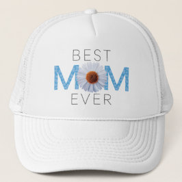 Beste Mama je mit Daisy Image Print (Blue V2) Truckerkappe