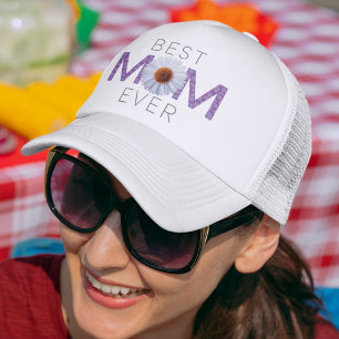 Beste Mama je mit Daisy Image Print (Lila V2) Truckerkappe