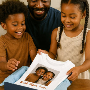 Beste Mama je mit Familienportrait T-Shirt