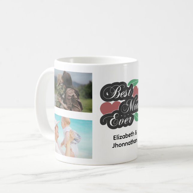 Beste Mama je Moderne Fotocollage Muttertag Kaffeetasse (Vorderseite Links)