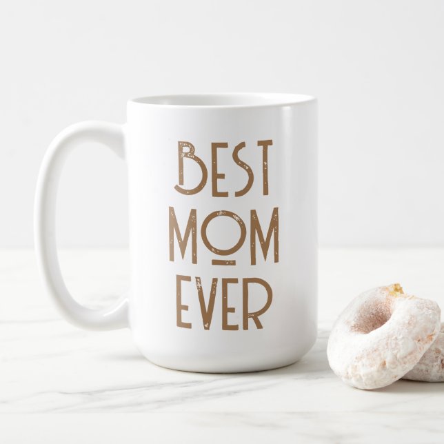 Beste Mama je Moderne Typografie Muttertagsgeschen Kaffeetasse (Mit Donut)
