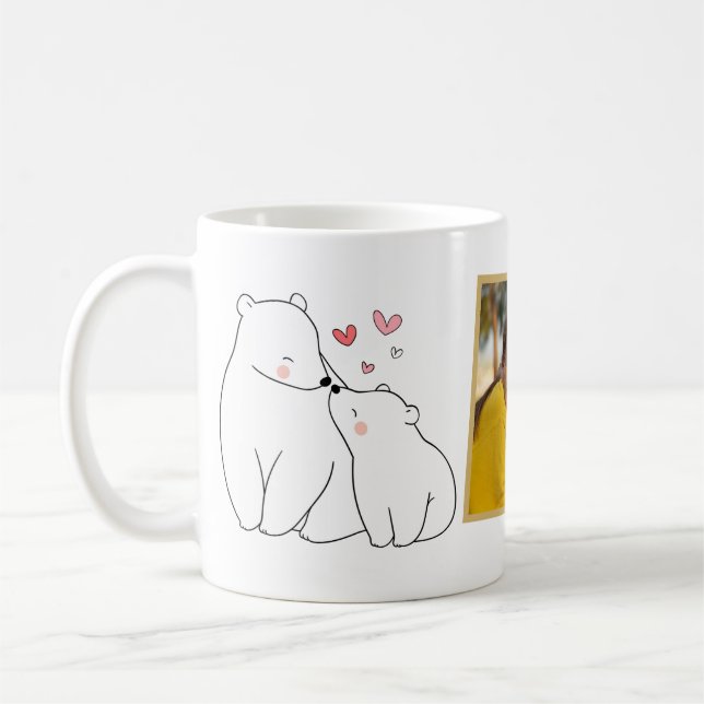 Beste Mama je Modernes Foto Mama Bear Mother Day Kaffeetasse (Links)