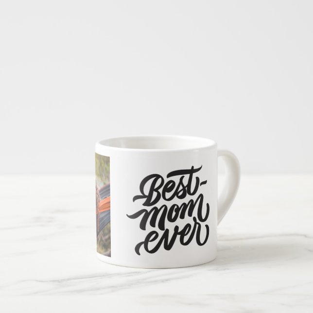 Beste Mama je Modernes Skript Personalisiertes Fot Espressotasse (Vorderseite Rechts)