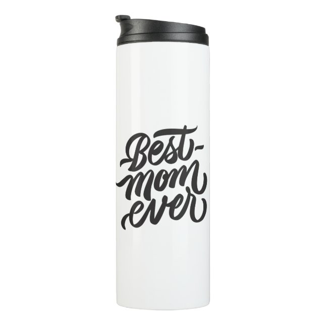 Beste Mama je Modernes Skript Personalisiertes Fot Thermosbecher (Nach rechts gedreht)