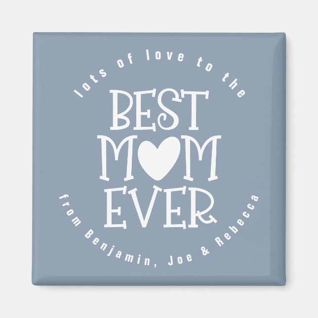 Beste Mama je Mum Name White Dusty Blue Magnet (Vorne)