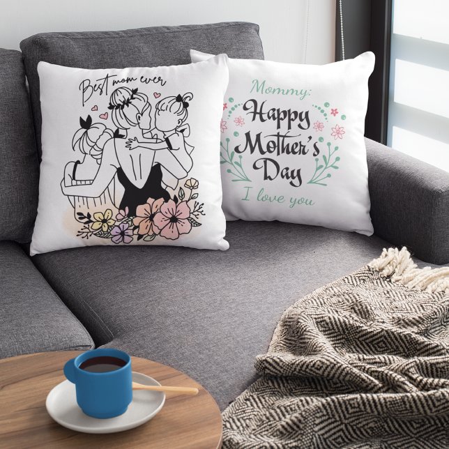 Beste Mama je Mutter, benutzerdefinierte Kinder un Kissen (Best Mom ever mum, custom children and flowers Throw Pillow)
