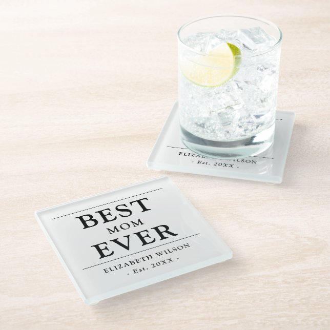 Beste Mama je Mütter Geschenk Glasuntersetzer (Schrägansicht)