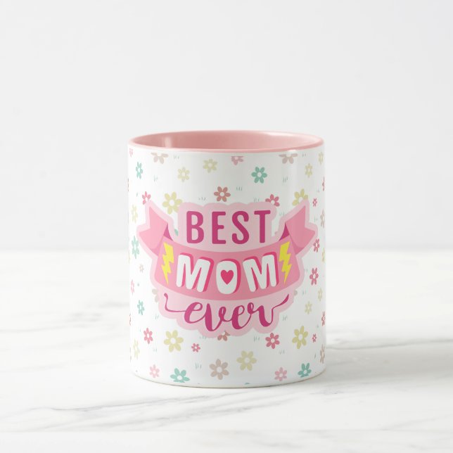 Beste Mama je Mutter Geschenke Flora Tasse (Zentrum)