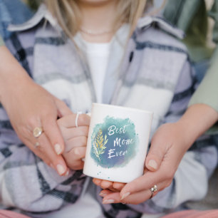 Beste Mama je Mutter Wasserfarbe Blumenblauer Tass Zweifarbige Tasse