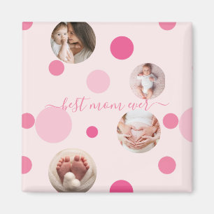 Beste Mama je Muttertag Foto Rosa Polka Dots Magnet