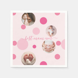 Beste Mama je Muttertag Foto Rosa Polka Dots Serviette
