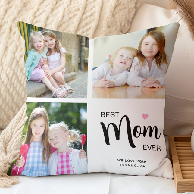Beste Mama je Muttertag Weißes FotoCollage Kissen (Best Mom Ever Mothers Day White Photo Collage Throw Pillow)