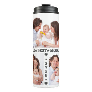 Beste Mama je Muttertagsfamilie 3 FotoCollage Thermosbecher