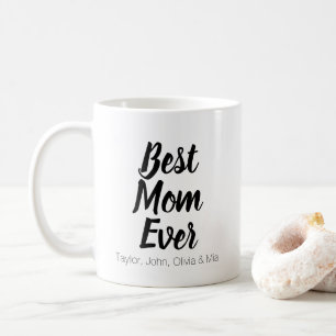 Beste Mama je, Muttertagsgeschenk - Kindernamen Kaffeetasse