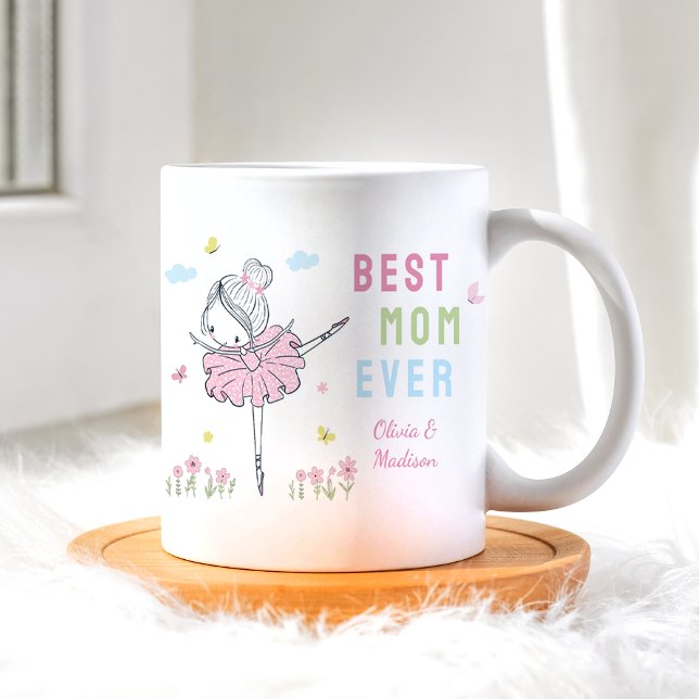 Beste Mama je Niedlich Girl Dancing Pink Blume Kaffeetasse (Von Creator hochgeladen)