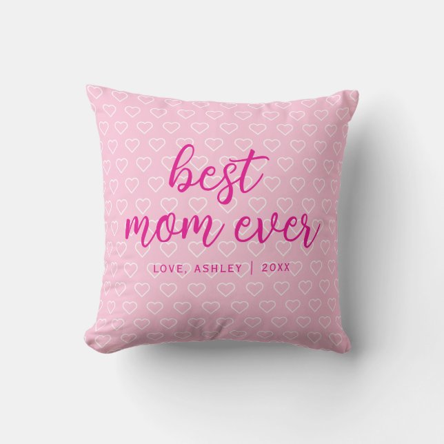 Beste Mama je Niedlich rosa Herzmuster Trendsetter Kissen (Vorderseite)