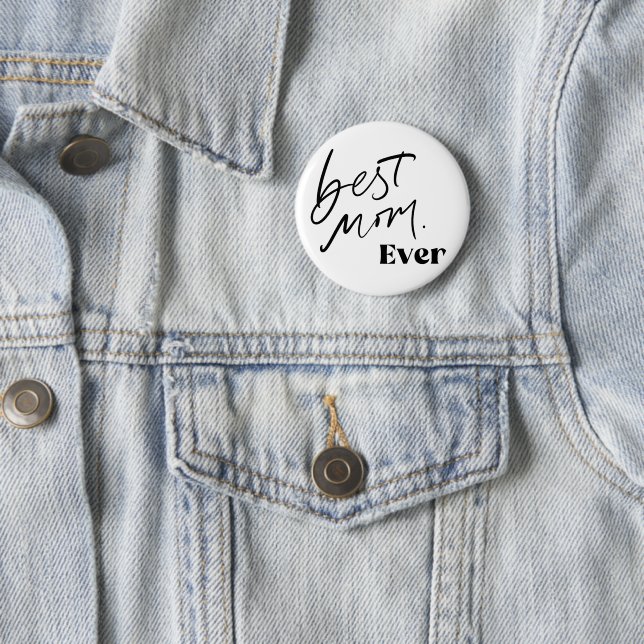Beste Mama JE | Niedliche Handschrift Button (Beispiel)