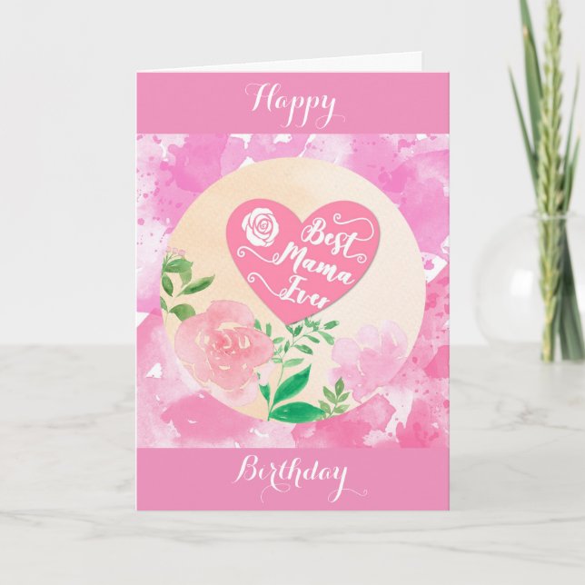 Beste Mama je Niedliche rosa Mama Geburtstag Karte (Vorderseite)