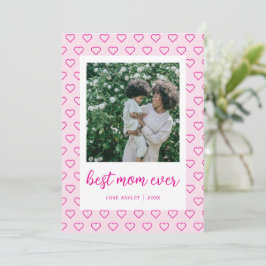 Beste Mama je Niedlicher Rosa Herz Foto Muttertag Karte