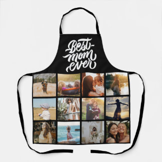Beste Mama je Personalisiert 12 FotoCollage Black Schürze