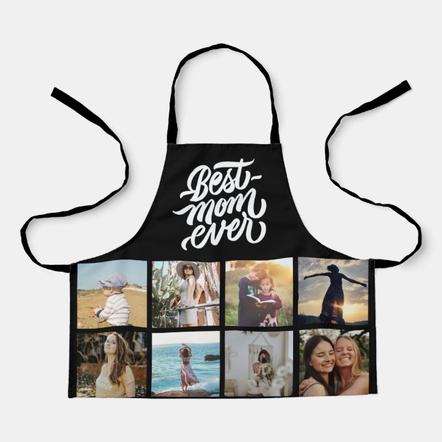 Beste Mama je Personalisiert 12 FotoCollage Black Schürze (Vorderseite)