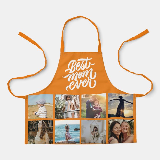 Beste Mama je Personalisiert 12 FotoCollage Orange Schürze (Vorderseite)