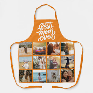 Beste Mama je Personalisiert 12 FotoCollage Orange Schürze