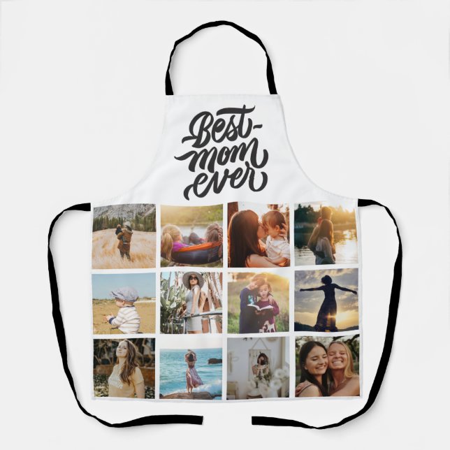 Beste Mama je Personalisiert 12 FotoCollage Schürze (Vorderseite)