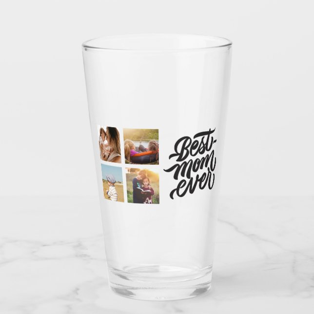 Beste Mama je Personalisiert 4 FotoCollage Glas (Vorderseite)