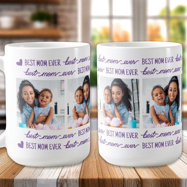 Beste MAMA je Personalisiert Moderne 4 Fotomateria Kaffeetasse (Von Creator hochgeladen)