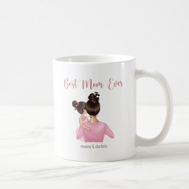 Beste Mama je Personalisiert rosa weiß Kaffeetasse (Rechts)