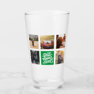 Beste Mama je Personalisierte Fotocollage grün Glas