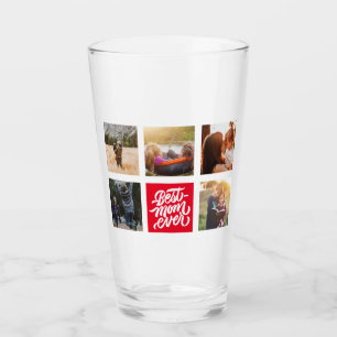 Beste Mama je Personalisierte Fotocollage Rot Glas