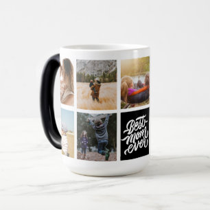 Beste Mama je Personalisierte Fotocollage Schwarz Verwandlungstasse