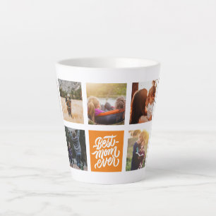 Beste Mama je Personalisierter FotoCollage Orange Milchtasse
