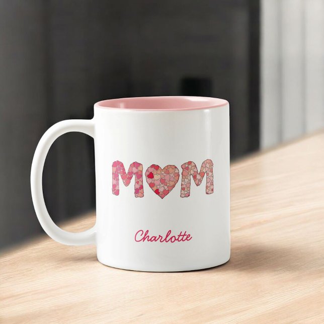 Beste Mama je | Personalisierter Muttertag Zweifarbige Tasse (Von Creator hochgeladen)