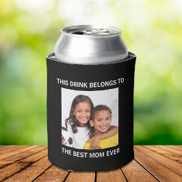 Beste Mama je Personalisiertes Foto Schwarz Dosenkühler
