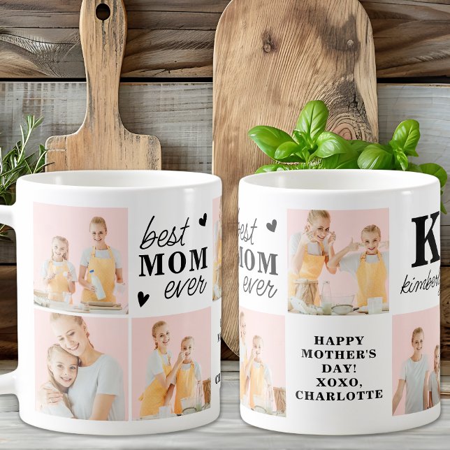 Beste MAMA je Personalisiertes Monogramm 7 Foto Kaffeetasse (Von Creator hochgeladen)