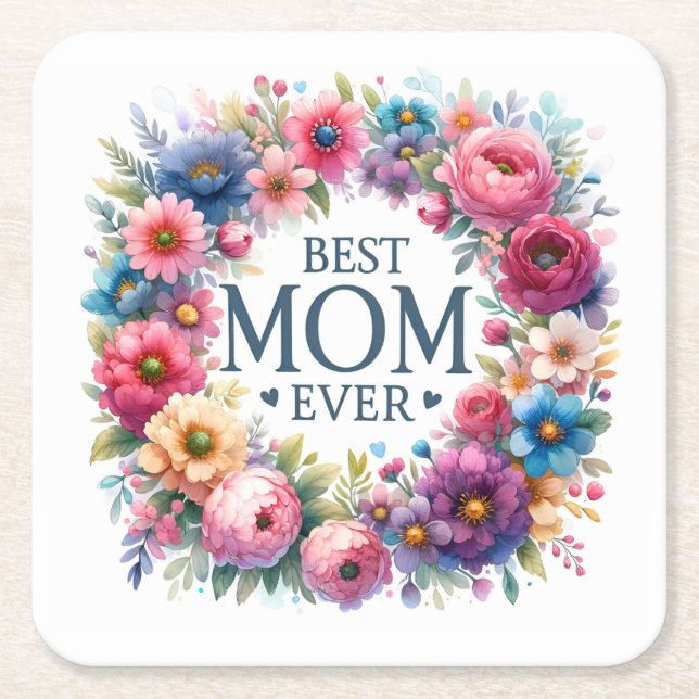 Beste Mama je Rechteckiger Pappuntersetzer (Vorderseite)