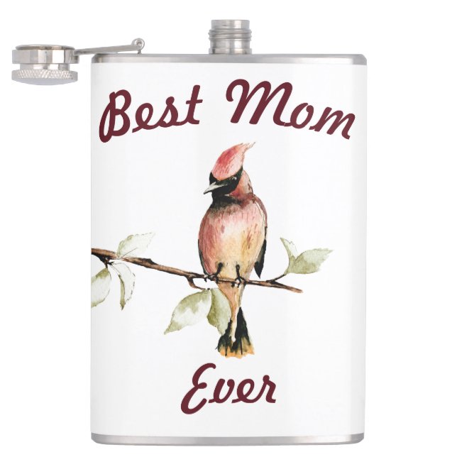 Beste Mama je Red Kardinal Flask Flachmann (Geöffnet)