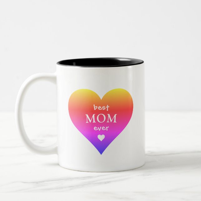Beste Mama je Regenbogenherz Zweifarbige Tasse (Links)