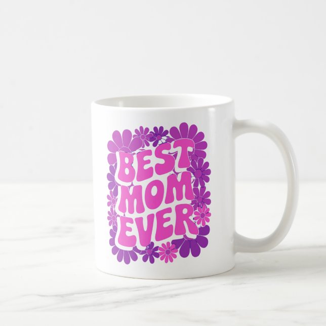 "Beste Mama je Retro-Blumendesign" Kaffeetasse (Rechts)