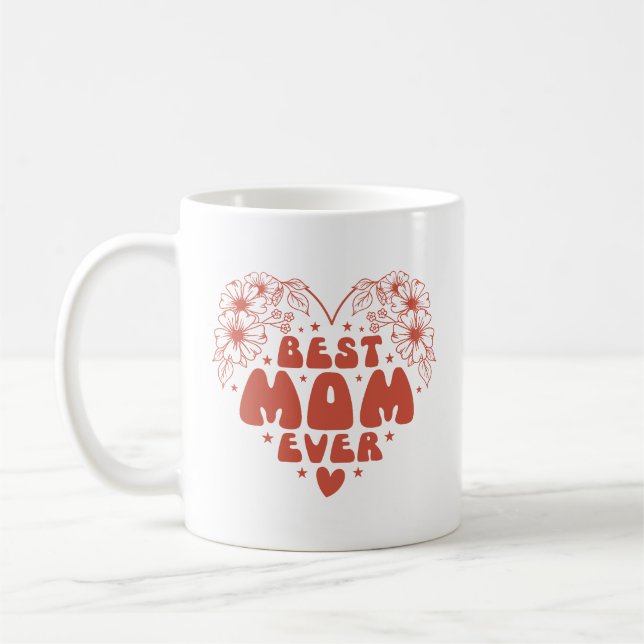 Beste Mama je Retro Blumenmutter Tasse (Links)