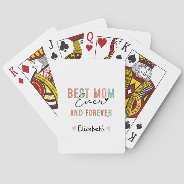 Beste Mama je Retro Script Groovy Mutter Tag Spielkarten (Rückseite)
