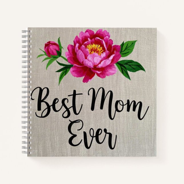 Beste Mama je rosa Aquarell Blume Poster Notizbuch (Vorderseite)