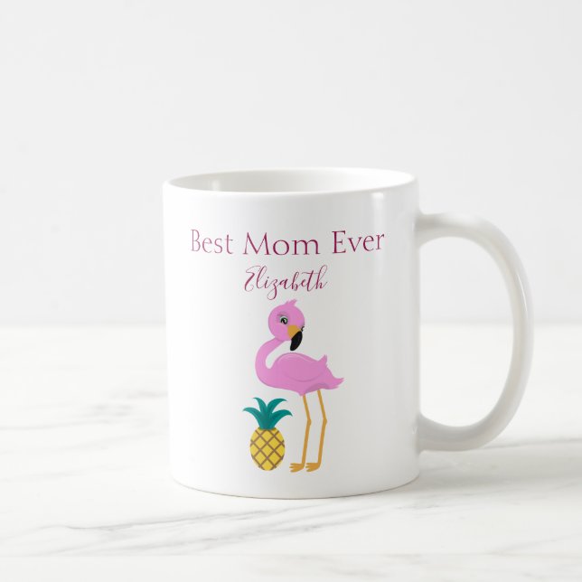 Beste Mama je rosa Flamingo Kaffeetasse (Rechts)