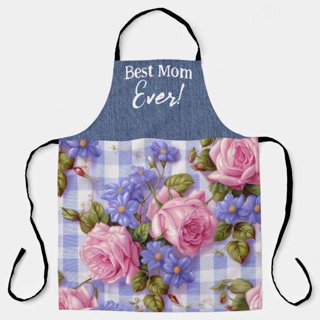 Beste Mama je rosa florale Überblenddruck-Schürze Schürze (Vorderseite)