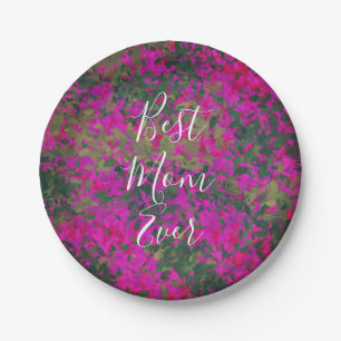 Beste Mama je rosa Garten Blütenhandgestrichen Pappteller